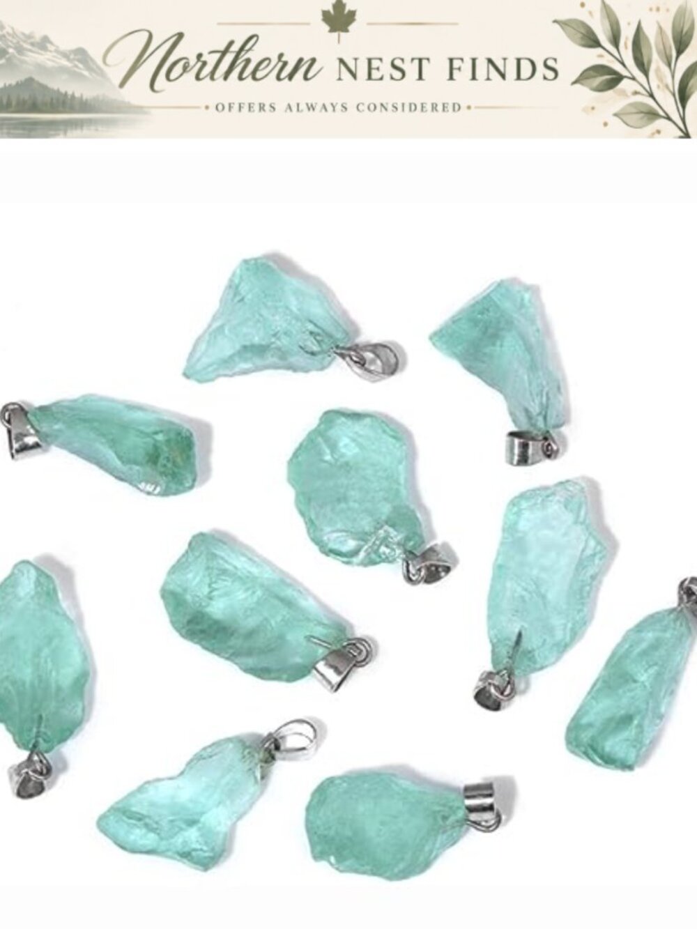 10pcs Natural Raw Stone Charms Healing Crystal Pendant Jewelry Making DIY Reiki